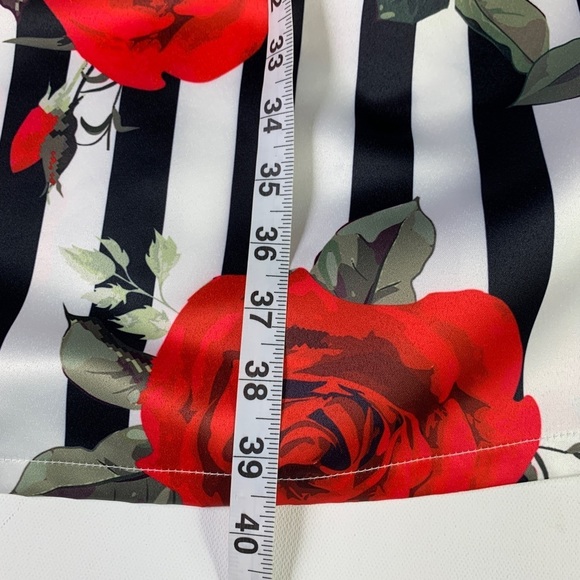 WOMEN’S 2 pcCold Shoulder Top Rose Print Maxi Skirt Pockets Medium - Picture 10 of 13